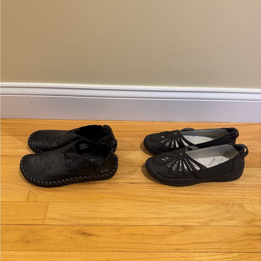 Two Pairs (Jambu & JBU) Black Comfort Shoes In Size 6.5M (New w/o Box) - Picture 2 of 3